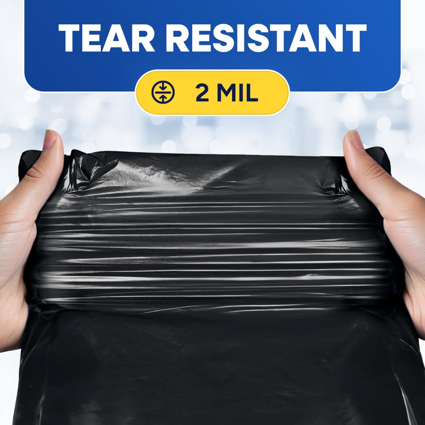 43" x 49" 65 Gallon 2Mil Black Trash Bags with Flap Ties, 20/Box 120/Case