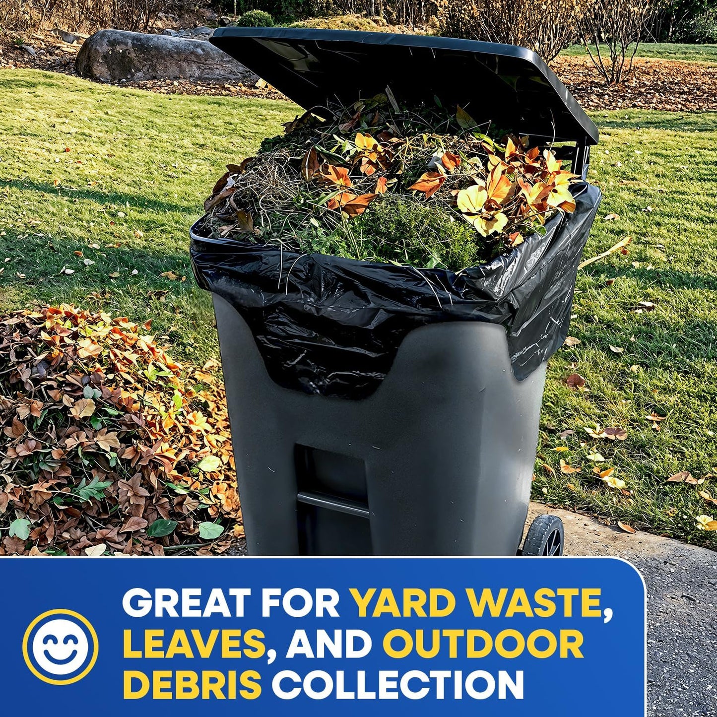 43" x 49" 65 Gallon 2Mil Black Trash Bags with Flap Ties, 20/Box 120/Case