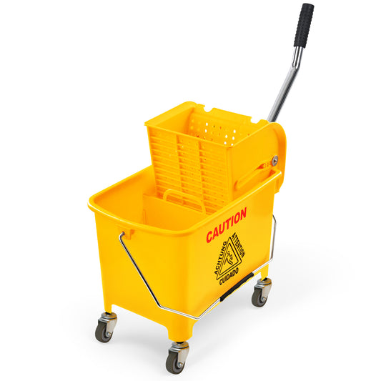 20-QT Heavy Duty Upward Press Mop Bucket and  Metal Wringer, Yellow