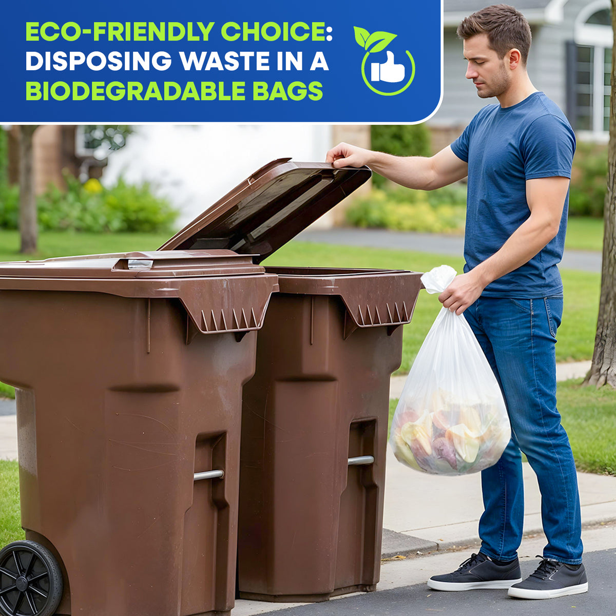19.5" x 23" 5 Gallon 0.7 Mic Clear Compostable Can Liner, 12 Rolls of 25/Roll, 300/Case