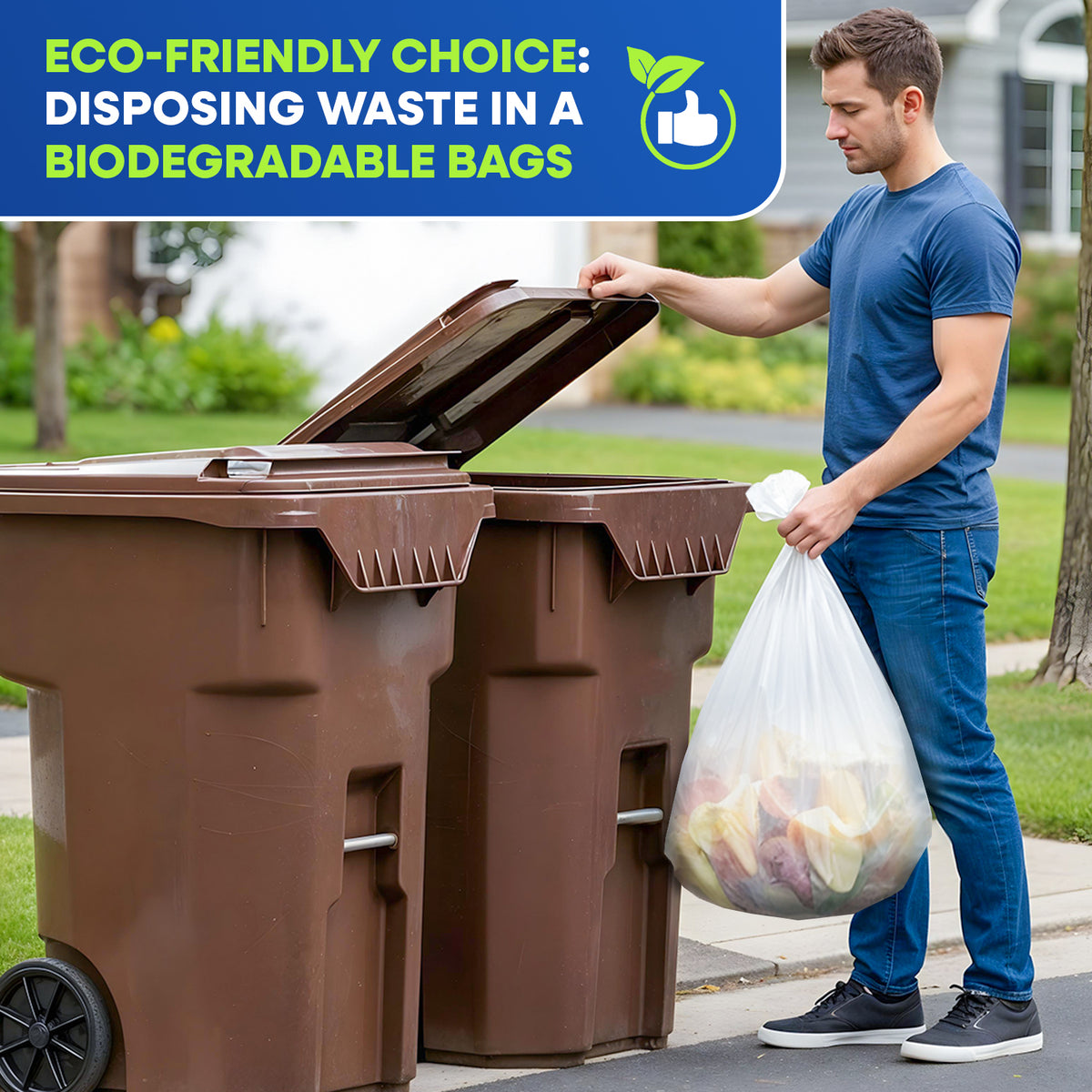 22" x 29" 13 Gallon 0.65 Mic Clear Compostable Can Liner, 10 Rolls of 25/Roll, 250/Case