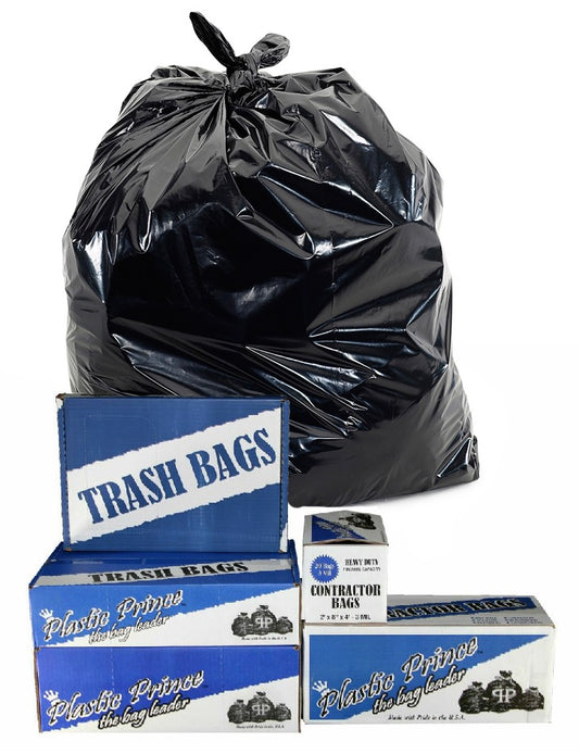 22" x 14" x 50" 55 Gallon 3 Mil Black Trash Bags, 100/Case