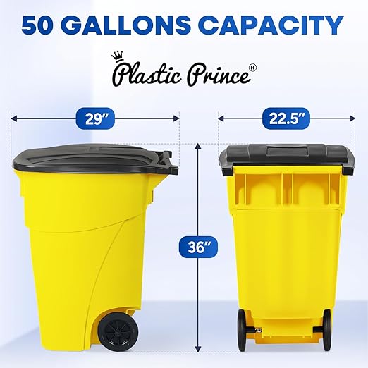 50 Gallon Yellow Rollout Container