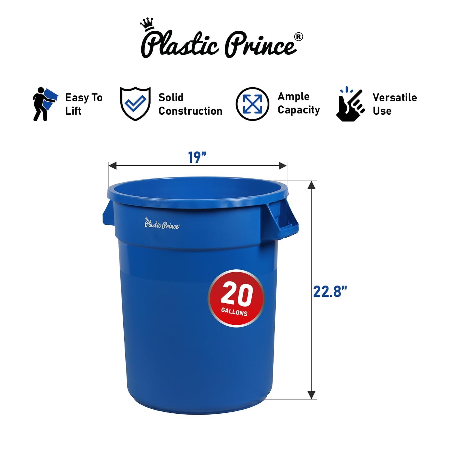 20-Gallon Blue Round Trash Can