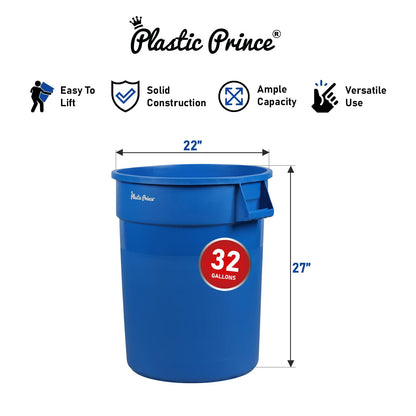 32-Gallon Blue Round Trash Can