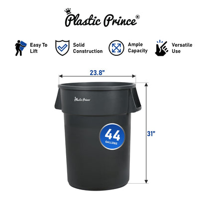 44-Gallon Gray Round Trash Can