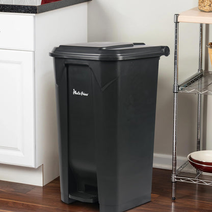 27-Gallon Step-On Indoor Trash Can, Black