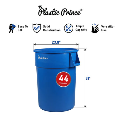 44-Gallon Blue Round Trash Can