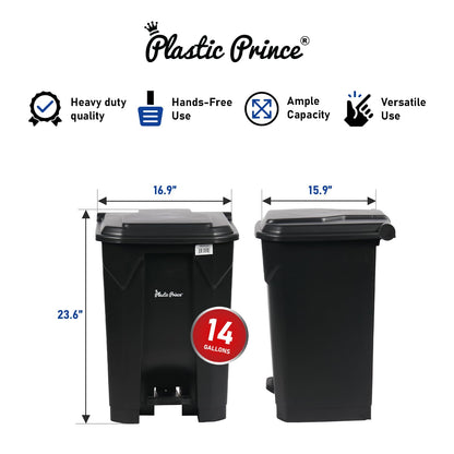 14-Gallon Step-On Indoor Trash Can, Black