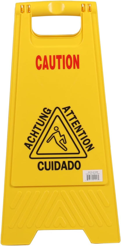 Caution "Wet Floor" Sign, Bright Yellow Heavy-Duty, Slippery When Wet A-Frame Sign