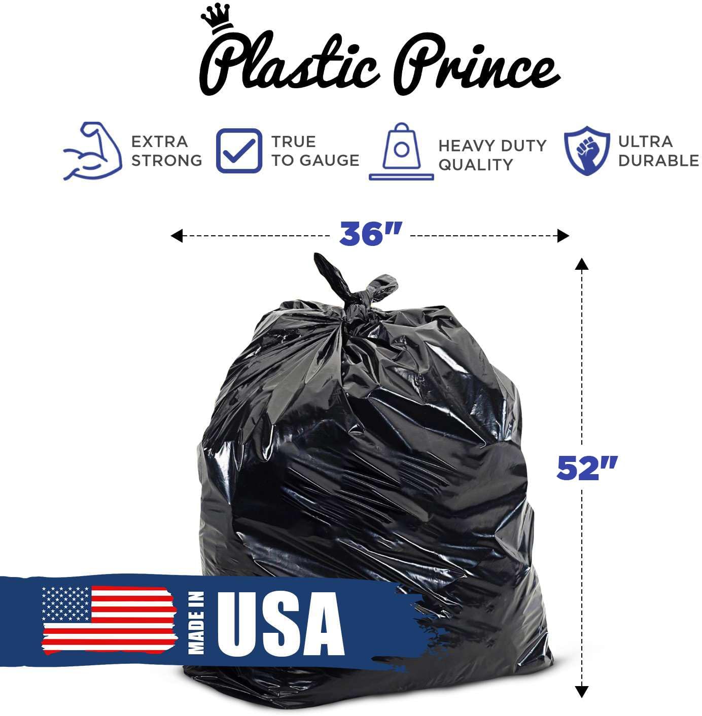 22" x 14" x 50" 55 Gal 2 Mil Black Trash Bags, 100/Case