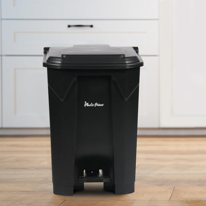 14-Gallon Step-On Indoor Trash Can, Black