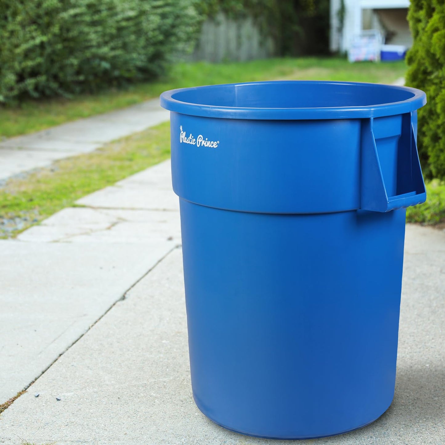 55-Gallon Blue Round Trash Can