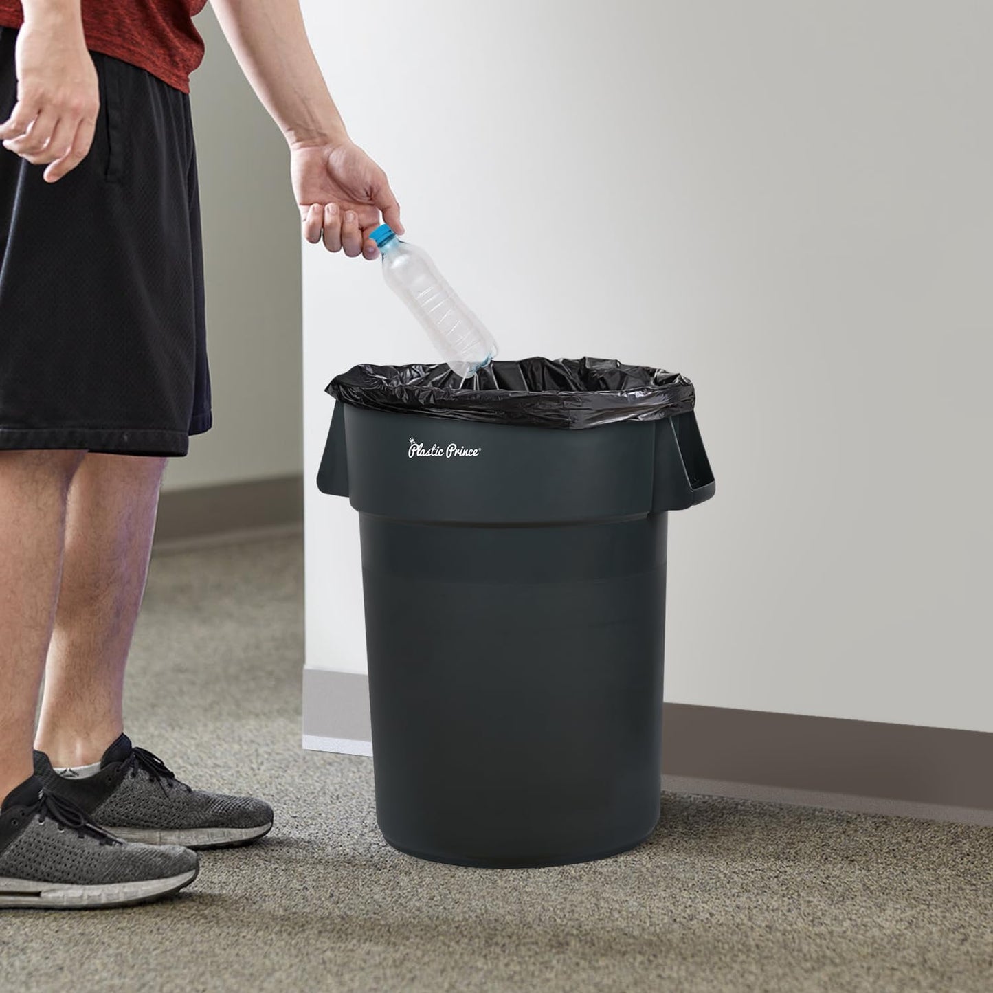 44-Gallon Gray Round Trash Can