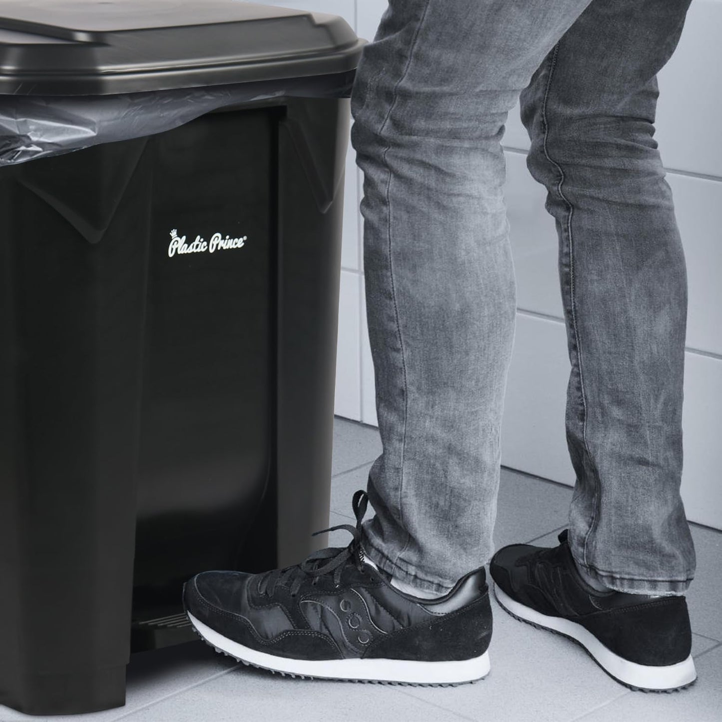 22-Gallon Step-On Indoor Trash Can, Black