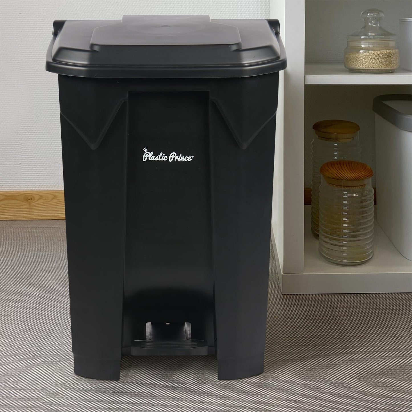 22-Gallon Step-On Indoor Trash Can, Black