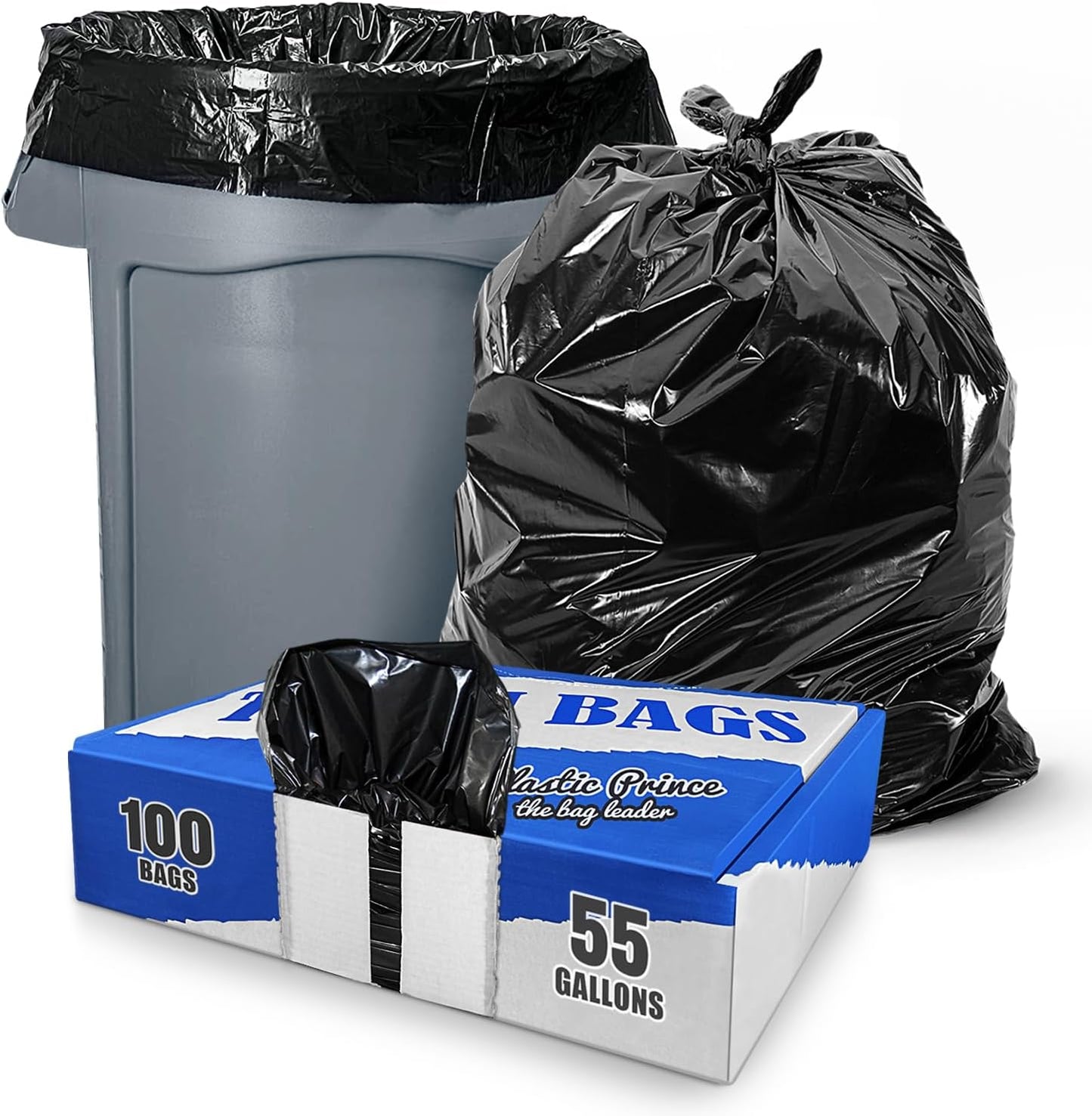 38" x 58" 60 Gal 2 Mil Black Trash Bags, 100/Case