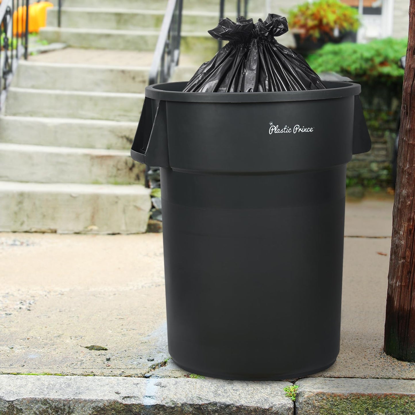 44-Gallon Gray Round Trash Can