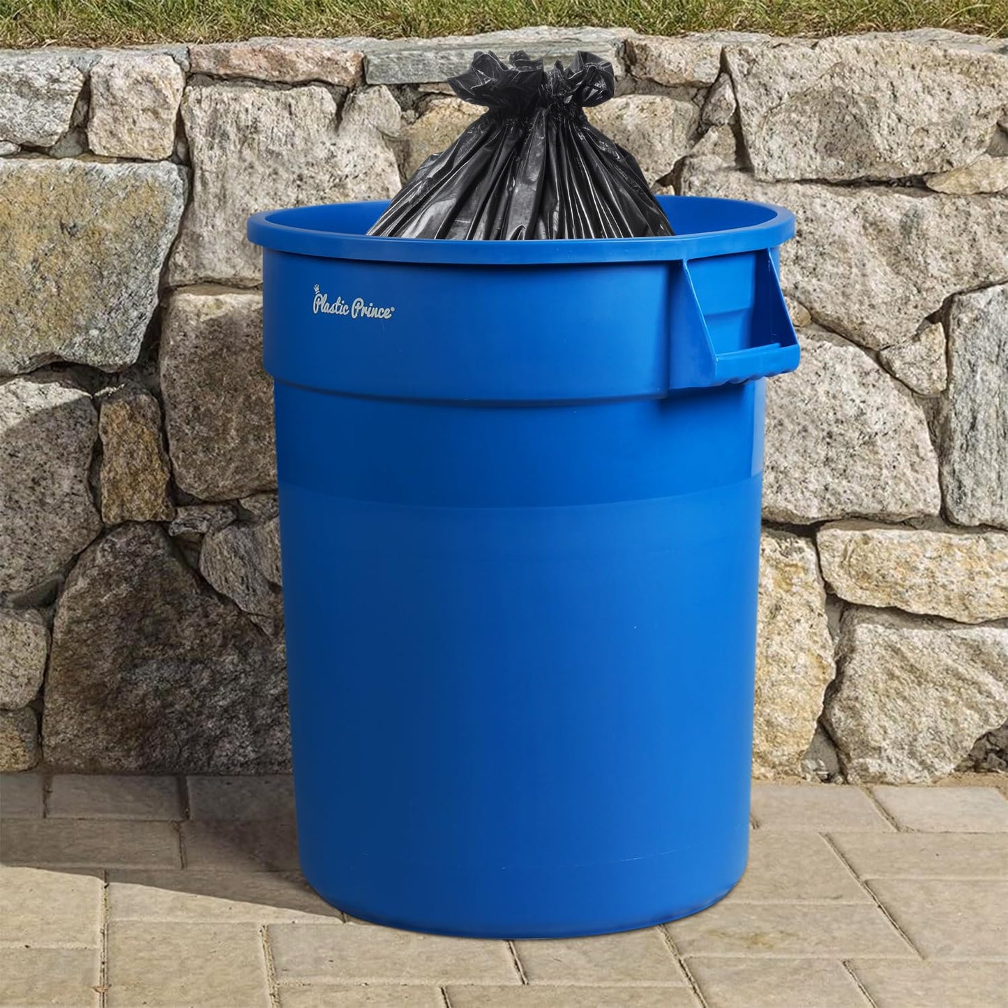 32-Gallon Blue Round Trash Can