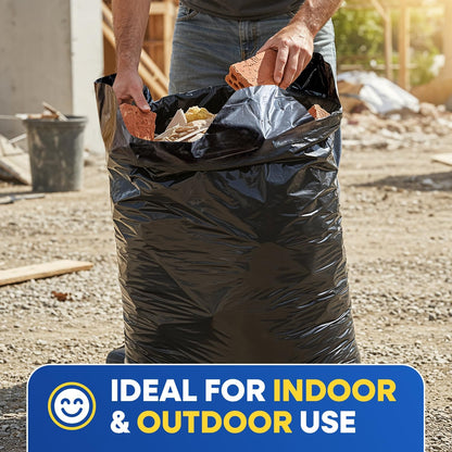 32" x 45" 42 Gallon 3Mil Black Contractor Bags with Flap Ties, 20/Box 120/Case