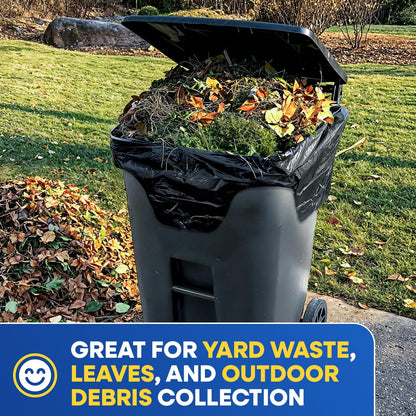 43" x 49" 65 Gallon 2Mil Black Trash Bags with Flap Ties, 20/Box 120/Case