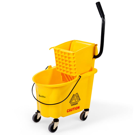 26-QT Side Press Mop Bucket and Wringer, Yellow