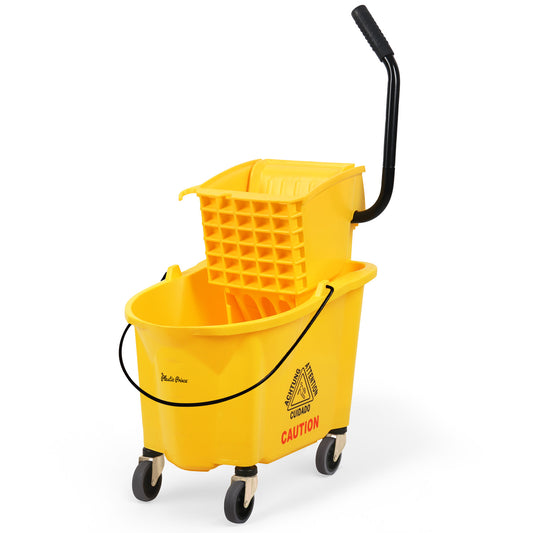 35-QT Side Press Mop Bucket and Wringer, Yellow