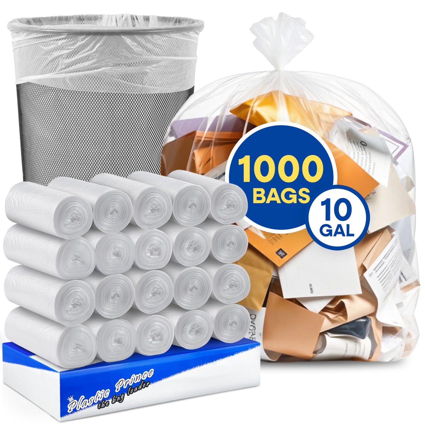 24" x 23", 10 Gallon, 6 Mic, Clear High-Density Can Liners, Perforated Coreless Rolls, 1000/Case