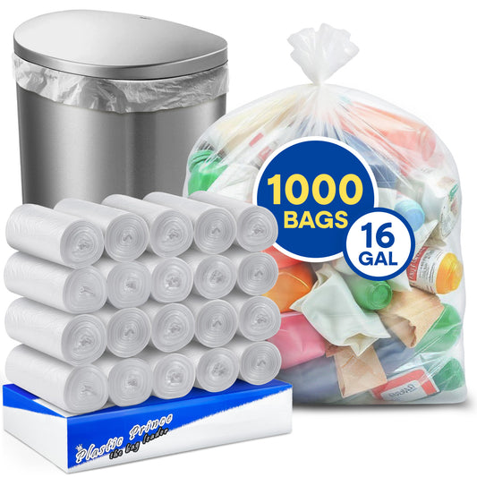 24" x 31", 16 Gallon, 6 Mic, Clear High-Density Can Liners, Perforated Coreless Rolls, 1000/Case