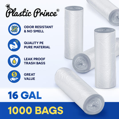 24" x 31", 16 Gallon, 6 Mic, Clear High-Density Can Liners, Perforated Coreless Rolls, 1000/Case