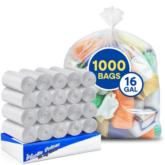 24" x 31", 16 Gallon, 8 Mic, Clear High-Density Can Liners, Perforated Coreless Rolls, 1000/Case