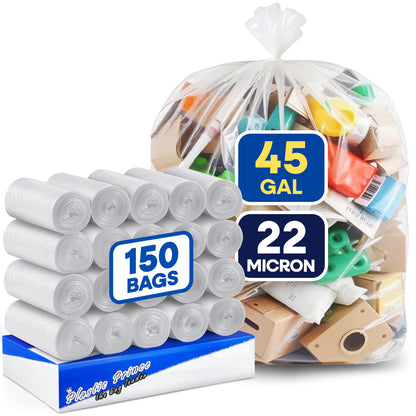40" x 48", 45 Gallon, 22 Mic, Clear High-Density Can Liners, Perforated Coreless Rolls, 150/Case