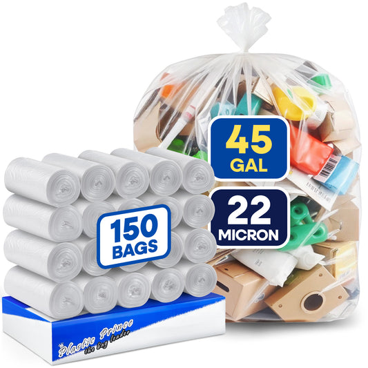 40" x 48", 45 Gallon, 22 Mic, Clear High-Density Can Liners, Perforated Coreless Rolls, 150/Case