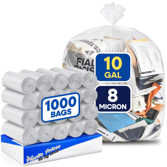 24" x 24", 10 Gallon, 8 Mic, Clear High-Density Can Liners, Perforated Coreless Rolls, 1000/Case