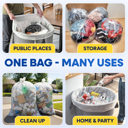 40" x 48", 45 Gallon, 12 Mic, Clear High-Density Can Liners, Perforated Coreless Rolls, 250/Case