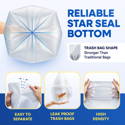 43" x 47", 56 Gallon, 22 Mic, Clear High-Density Can Liners, Perforated Coreless Rolls, 150/Case