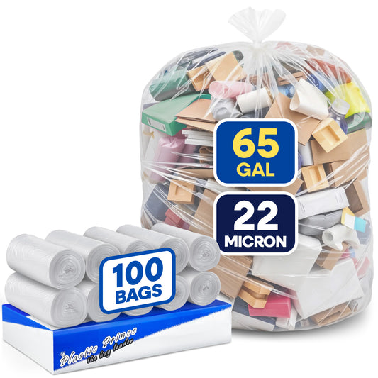48" x 60", 65 Gallon, 22 Mic, Clear High-Density Can Liners, Perforated Coreless Rolls, 100/Case
