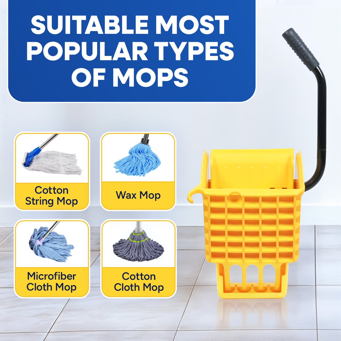 Replacement Wringer for 26-QT or 35-QT Side Press Mop Bucket and Wringer, Yellow