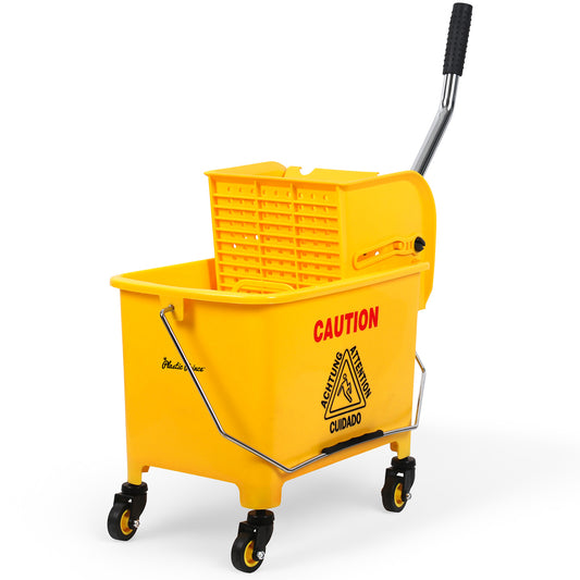 20-QT Upward Press Mop Bucket and Wringer, Yellow