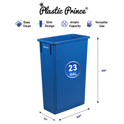 23-Gallon Blue Slim Rectangular Trash Can