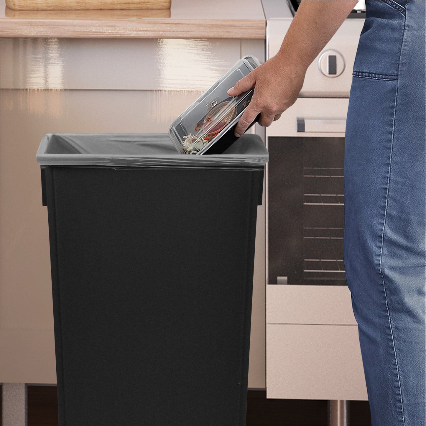 23-Gallon Gray Slim Rectangular Trash Can