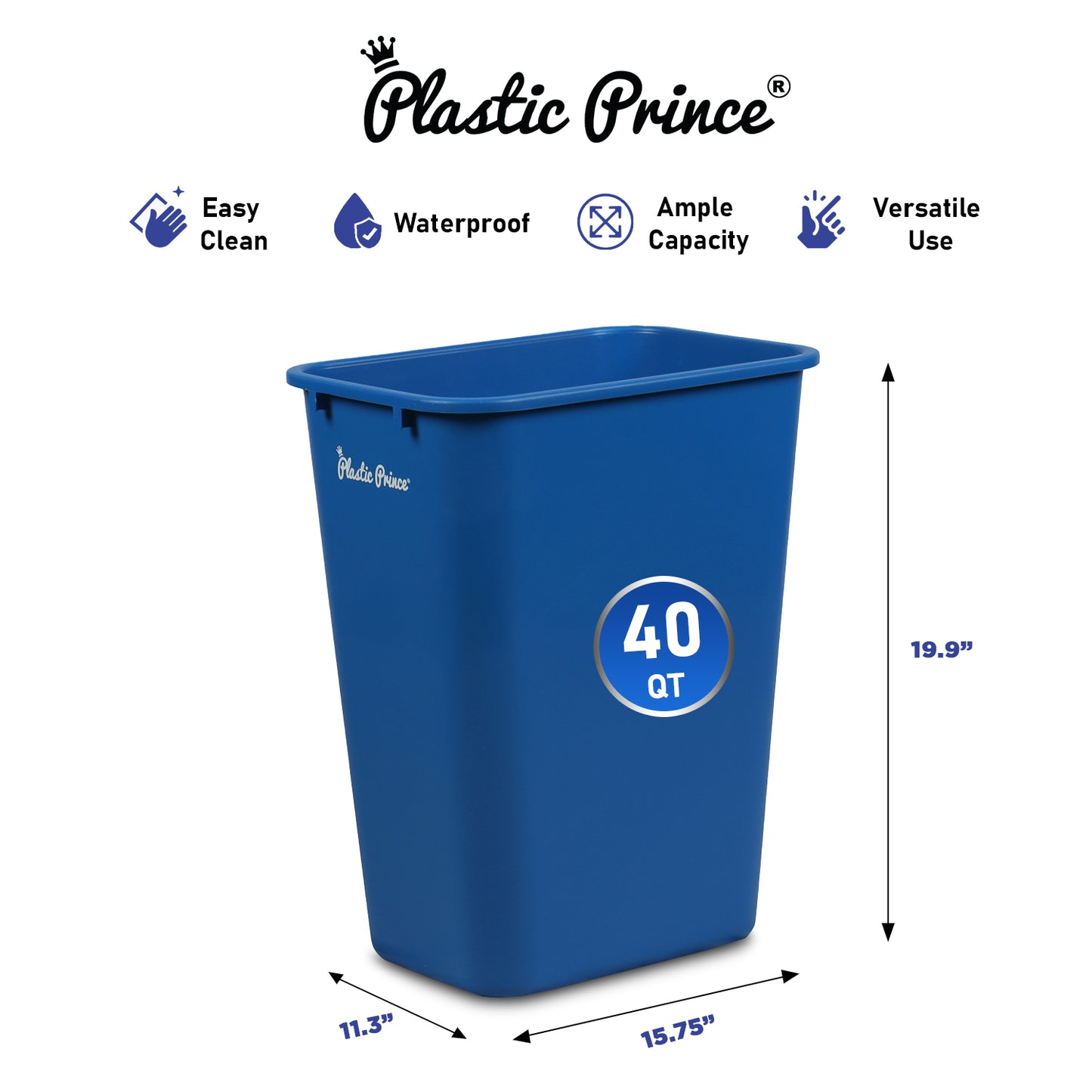 40-QT Blue Wastebasket