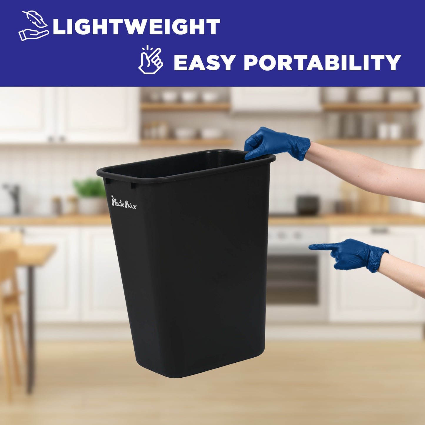 40-QT Black Wastebasket