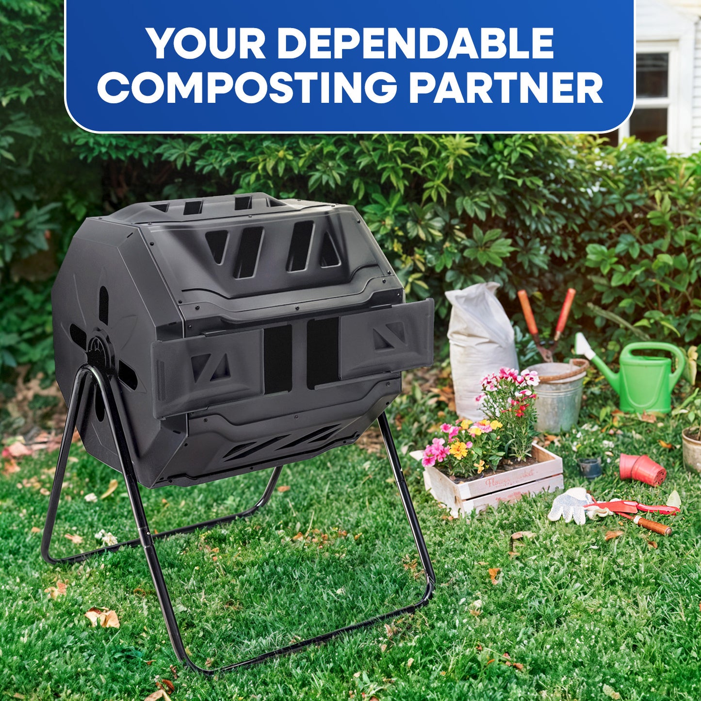 43-Gallon Compost Bin, Black