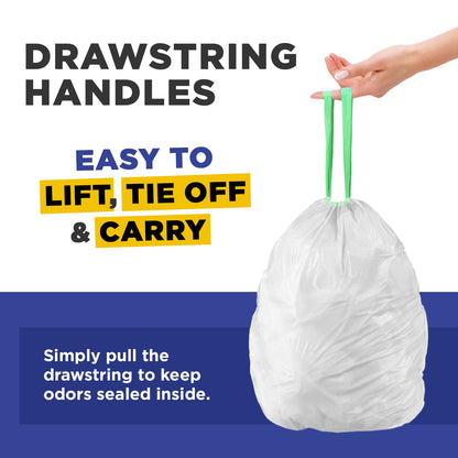 30-Gal, White Drawstring Bags, 30" x 33", 1 Mil, 150/Case