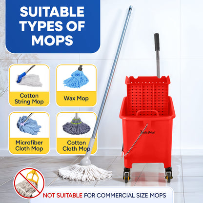 20-QT  Upward Press Mop Bucket and Wringer, Red