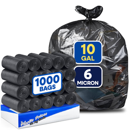 24" x 23", 10 Gallon, 6 Mic, Black High-Density Can Liners, 1000/Case