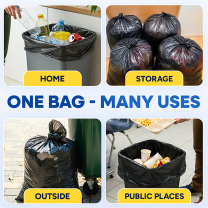 30" x 36", 30 Gallon, 10 Mic, Black High-Density Can Liners, 500/Case