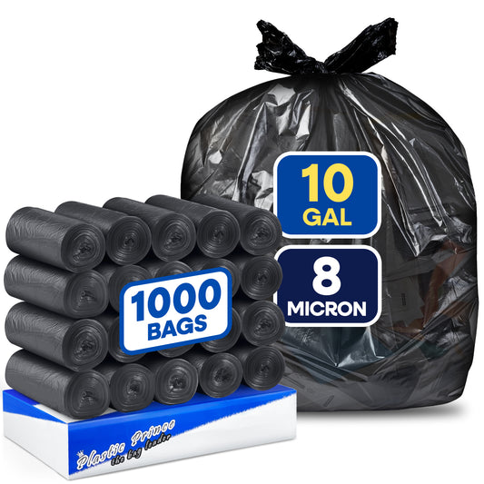 24" x 24", 10 Gallon, 8 Mic, Black High-Density Can Liners, 1000/Case