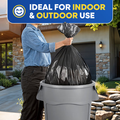 43" x 47", 56 Gallon, 22 Mic, Black High-Density Can Liners, 150/Case